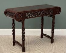 EASTERN HARDWOOD CARVED & PIERCED CONSOLE TABLE, 84 (h) x 120 (w) x 42cms (d) Provenance: private