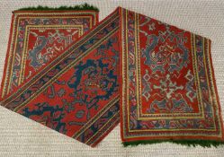 EASTERN WOOLLEN RUG RUNNER, red ground with multi-pattern and border, 400 (l) x 92cms (w)