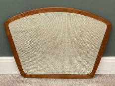 G-PLAN MID-CENTURY STYLE ARCHED TOP & BEVELLED GLASS WOOD FRAMED MIRROR, 64 (h) x 82cms (w)