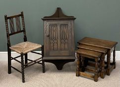 FURNITURE ASSORTMENT to include an Ercol wall hanging corner cupboard, 106 (h) x 58 (w) x 30cms (d),