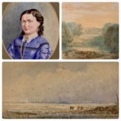 ARTHUR SUKER (1857-1940) watercolour - cattle by a river, signed lower right, 15 x 33cms, G