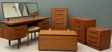 MID-CENTURY G PLAN TEAK BEDROOM FURNITURE comprising dressing table, 121 (h) x 153 (w) x 46cms (