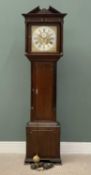 LONGCASE CLOCK 'JOHN OWEN' OF LLANRWST, brass and silvered dial, Roman numerals, eight-day movement,