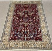 MODERN WOOLLEN RUG, multi-floral patterned, ground cream and red, 260 x 158cms Provenance: private