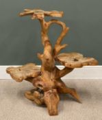 RUSTIC HARDWOOD THREE TIER PLANTER STAND, 93 (h) x 95 (w) x 50cms (d) Provenance: private collection