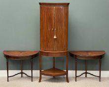 ANTIQUE MAHOGANY FURNITURE ASSORTMENT to include a pair of good D-end tables with inlay and shaped