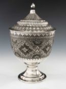 PERSIAN SILVER CUP & COVER, 84 standard, decorated with arabesques in panels, Arabic makers marks,