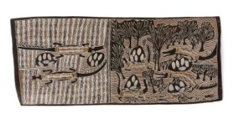 DJAMBAWA MARAWILI (Australian Yolngu, b. 1953) earth pigments on eucalyptus bark - Baru (