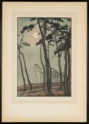 YOSHIJIRO URUSHIBARA (Japanese, 1888-1953) woodblock print - Moonlight Bournemouth, signed in