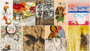 ASSORTED UNFRAMED MODERN JAPANESE PRINTS, including Risaburo Kamura, etching - Dragon Mayfly, AP, 18