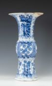 CHINESE BLUE & WHITE TRUMPET VASE, Kangxi, of gu-shape, 30.5cms (h) Provenance: The Cornelia