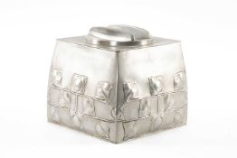 ARCHIBALD KNOX FOR LIBERTY: PEWTER BISCUIT BOX, model 0194 by Tudric Pewter Ware, approx. 14cms (