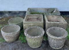 SELECTION OF COMPOSITE/CONCRETE GARDEN PLANTERS comprising, four round, approx. 22 (h) x 28cms (