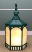 LARGE CARDIFF MARKET PAINTED COPPER LANTERN, hexagonal section, manufactured by D.W.Windsor,
