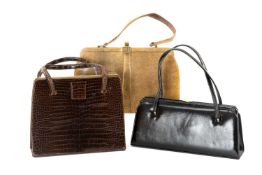 THREE VINTAGE LADIES' HANDBAGS, comprising Mappin & Webb crocodile bag, Mappin & Webb lizard bag,