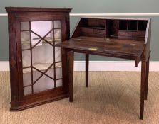 18TH C. OAK BUREAU/CLERKS DESK, fitted interior, 96 (h) x 82 (w) x 49cms (d) together with stained-