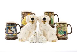 BESWICK MUGS & DOGS, comprising set of four Collectors International Dicken's Christmas Carol