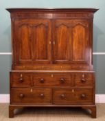 LATE GEORGIAN STAINED WELSH OAK CUPBOARD, c. 1820, Cardiganshire/Carmarthenshire, rounded angles,