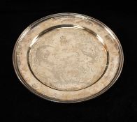 ELIZABETH II SILVER LIMITED EDITION COMMEMORATIVE DISH, William Comyns & Sons Ltd, London 1972,