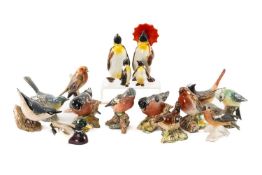 ASSORTED BESWICK & GOEBEL BIRD FIGURES, including four penguins, mallard, two bullfinches, etc. (16)