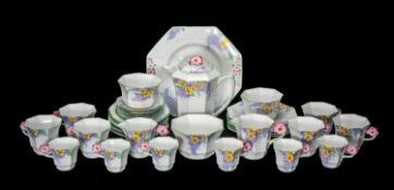 MELBA BONE CHINA PART TEA & COFFEE SET, in rarely seen 'Lilac Time' pattern, comprising six tea cups