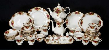 ROYAL ALBERT OLD COUNTRY ROSES PATTERN TEA & COFFEE SERVICE comprising, eight coffee cups & saucers,