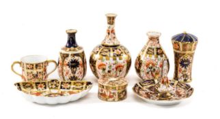 GROUP ROYAL CROWN DERBY IMARI CHINA comprising, 2451 ring stand, trinket tray, round pill box,