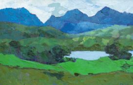‡ GWILYM PRICHARD (1931-2015) oil on canvas - entitled verso 'Ar Draws Y Fenai' on Martin Tinney