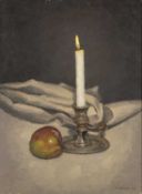 ‡ MENNA ANGHARAD (b. 1957) oil on board - entitled verso, 'Candlelight', signed and dated '02, 51