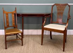 REPRODUCTION GEORGIAN STYLE MAHOGANY CONSOLE TABLE, reeded tapered legs, 72 (h) x 122 (w) x 32cms (