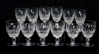 TWELVE WATERFORD CRYSTAL 'COLLEEN' GLASSES, comprising six red wine and six white wine glasses (
