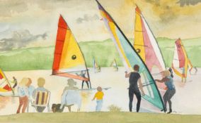 ‡ ERIC MALTHOUSE (1914-1997) watercolour - entitled verso 'Cosmeston Lake' on Kooywood Gallery