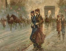 TOMMASO PRINCIPE (Italian, b. 1942) oil on canvas - entitled 'Una Passeggiata', figures and