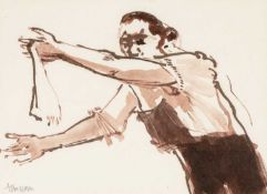 ‡ TOM NASH (b.1931) ink & wash - entitled verso, 'Poissonniere' on Attic Gallery label, signed, 15 x