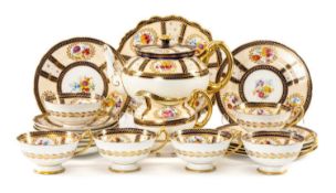 FINE PARAGON BONE CHINA 'QUEEN MARY' TEA SERVICE, for six place settings, colour printed with