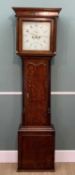 EARLY 19TH C. OAK 8-DAY LONGCASE CLOCK, P. Evans of Shrewsbury, square hood, painted dial,