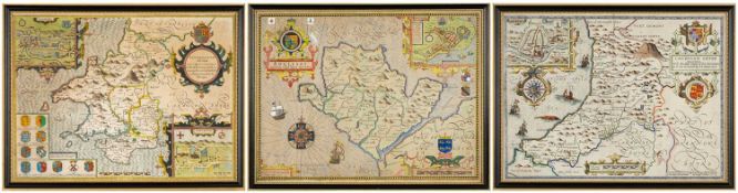 JOHN SPEED coloured & tinted antiquarian maps - a collection of three maps, Anglesey with inset of