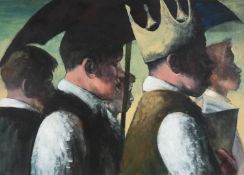 ‡ JAMES DONOVAN (b.1974) acrylic on paper - entitled verso, 'All the Kings Men' on Martin Tinney