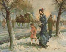 TOMMASO PRINCIPE (Italian, b. 1942) oil on canvas - entitled 'Neve in Città', signed, 40 x 50cms