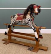 VINTAGE DAPPLE GREY ROCKING HORSE, early 20th C, attributed to Collinson of Liverpool, on safety