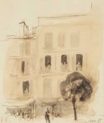 ‡ FELIKS TOPOLSKI (1907-1989) ink & wash - 'Paris Lost', titled on gallery label verso, signed, 22 x