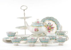 ROYAL ALBERT 'ENCHANTMENT' PATTERN TEA SERVICE comprising, teapot and stand, six cups and saucers,