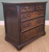 18TH C. OAK CHEST OF DRAWERS, 91 (h) x 96 (w) x 56cms (d)