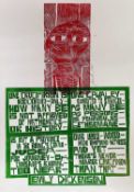 ‡ PAUL PETER PIECH (American, lived / worked Wales 1920-1996) two colour woodcut print - poem by