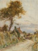TOM CLOUGH RCA (1867-1943) watercolour - White Cottage & Tree, signed, 40 x 29cms