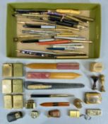 ASSORTED COLLECTABLES, including vintage fountain pens and propelling pencils, letter openers,