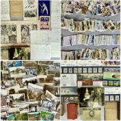 ASSORTED COLLECTABLES, including cigarette cards, vintage postcards, first day covers, souvenir