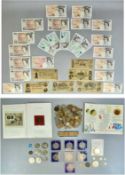 ASSORTED COINS & BANK NOTES, including Bank of England £50 note from Chief Cashier G.E.A. Kentfield,