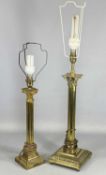 BRASS CORINTHIAN COLUMNED TABLE LAMPS, 57cms (h) the tallest (to the bulb) (2) Provenance: private
