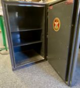 CHATWOOD-MILNER, LONDON ENGLAND STEEL SAFE, adjustable shelves to the interior, one key, 98 (h) x 64